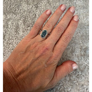 Kendra Scott Elise Purple Iridescent Drusy Silver Tone Ring Size 6 Boho Western